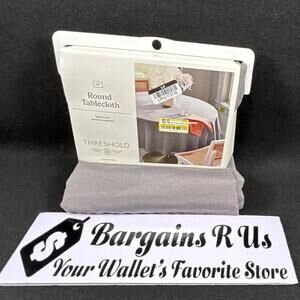 Threshold 70" Round Tablecloth Gray Cotton Polyester Machine